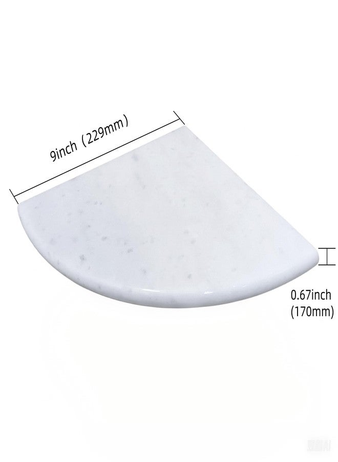 Jusmioke White Marble Corner Shower Shelf, 9 Inch Stone Corner Shelves for Bathroom Wall Mounted Both Sides Polished (1) - Image 2